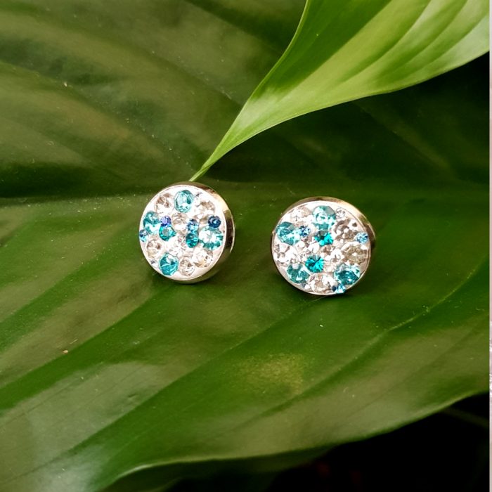 Paved Swarovski Crystal Mismatched Stud Earrings