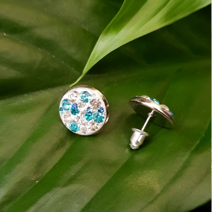 Paved Swarovski Crystal Mismatched Stud Earrings - Image 3