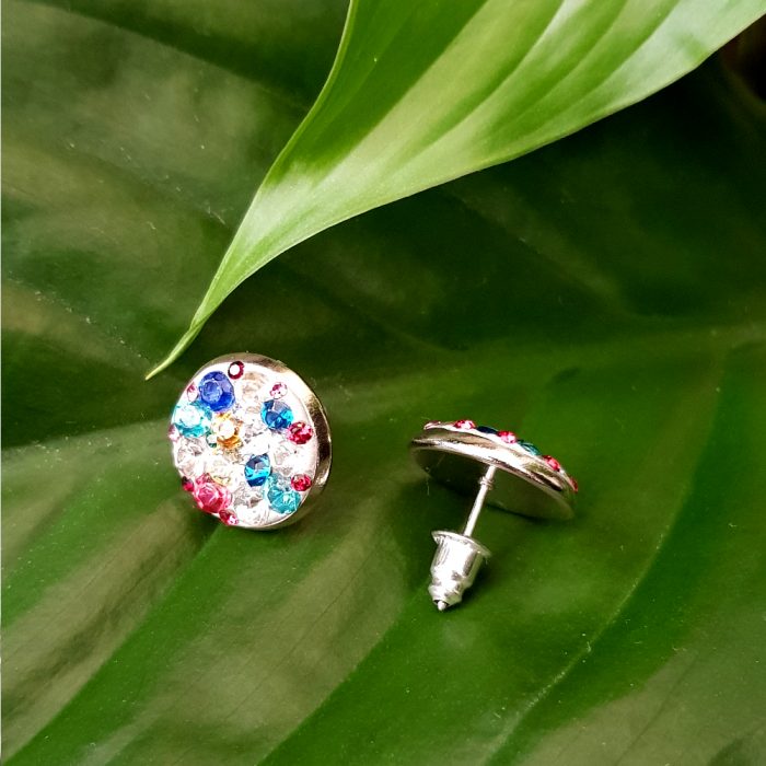 Mismatched Swarovski Chaton Crystal Paved Stud Earrings - Image 3