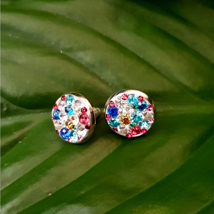 Mismatched Swarovski Chaton Crystal Paved Stud Earrings