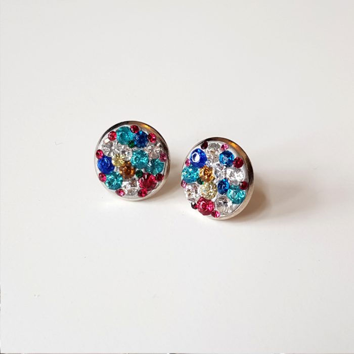 Mismatched Swarovski Chaton Crystal Paved Stud Earrings - Image 2