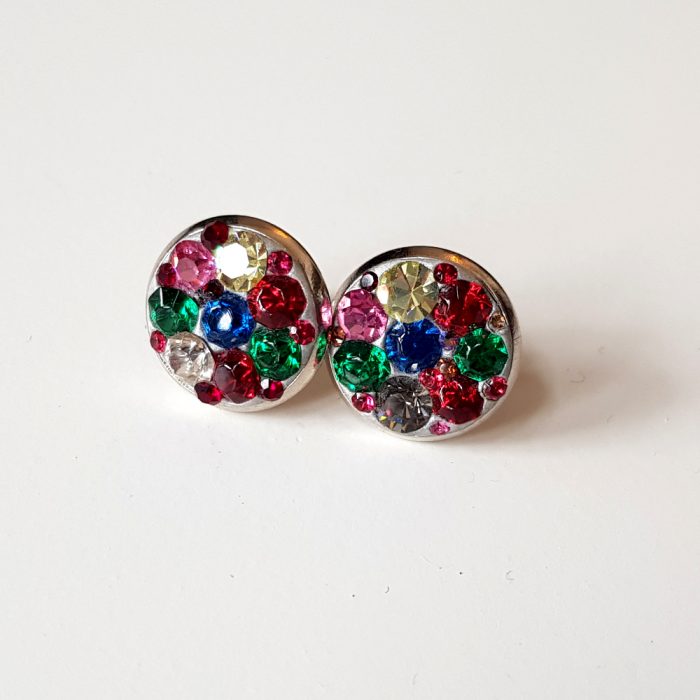Paved Rainbow Crystal Mismatched Stud Earrings - Image 2