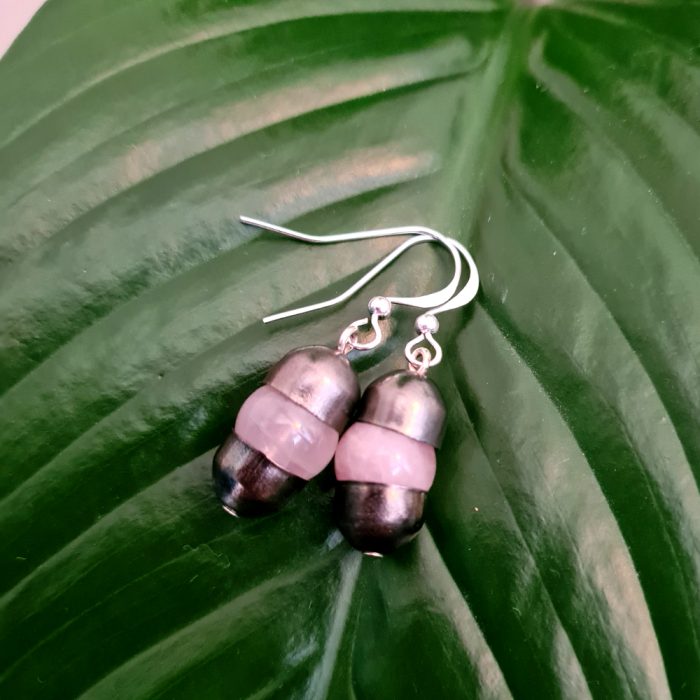 Capsule Rose Quartz & Silver Plated Small Drop Earrings