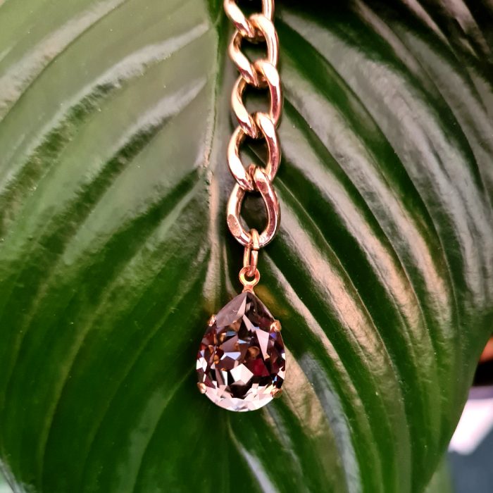 Fancy Swarovski Black Crystal & Gold Chain Statement Necklace - Image 3