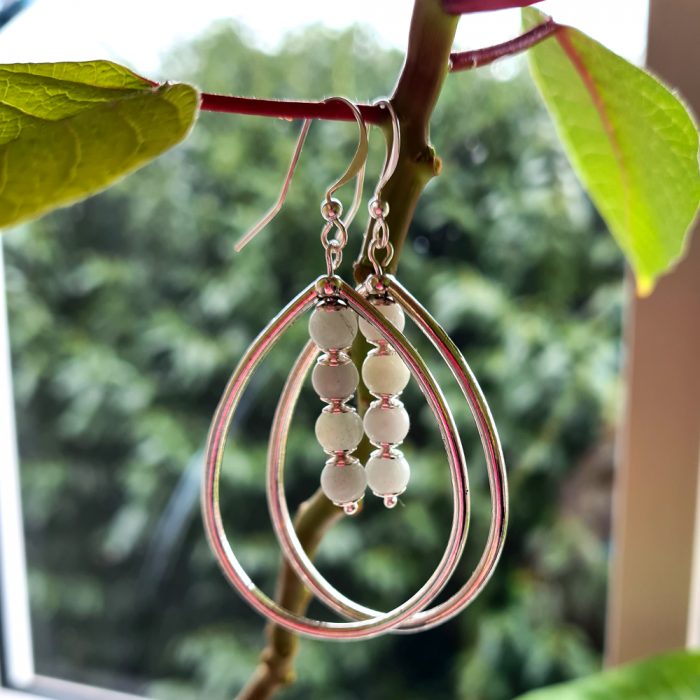 Semi Precious Amazonite Gemstone & Silver Teardrop Earring's - Image 3