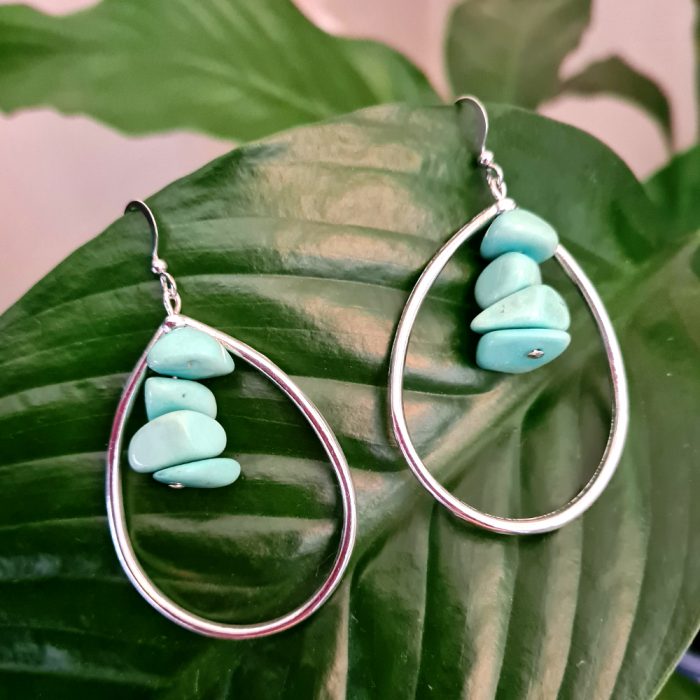 Beautiful Turquoise Gemstones and Silver Teardrop Earring's