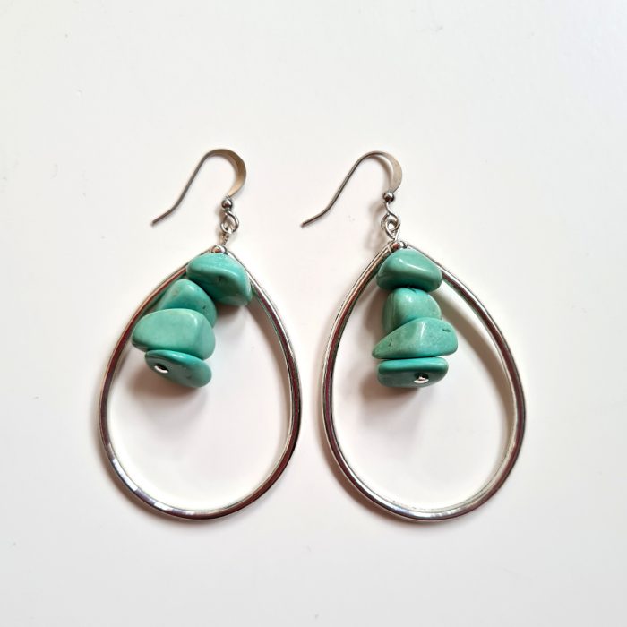 Beautiful Turquoise Gemstones and Silver Teardrop Earring's - Image 2