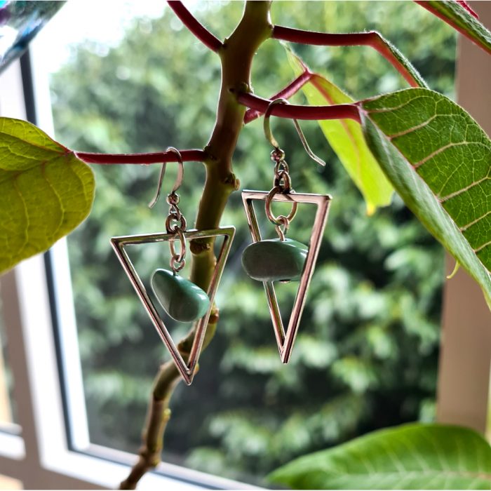 Turquoise Howlite Gemstones and Silver Triangle Earring's