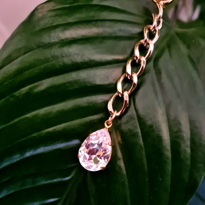 Fancy Swarovski Crystal & Gold Chain Statement Necklace - Image 3