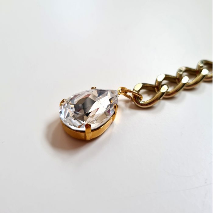 Fancy Swarovski Crystal & Gold Chain Statement Necklace