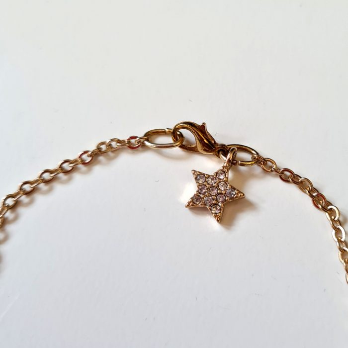 Rose Quartz Gemstone & Gold Zirconia Charm Bracelet - Image 2