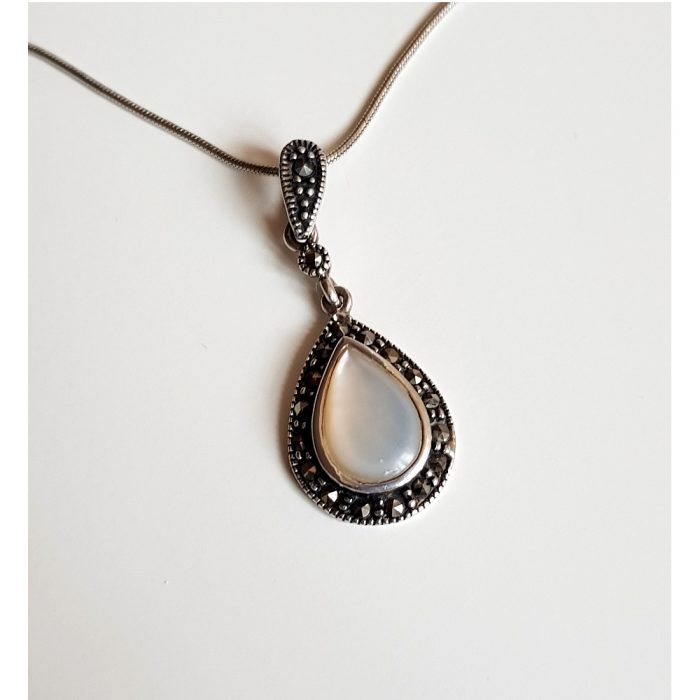 Sterling Silver Moonstone & Marcasite Necklace - Image 3