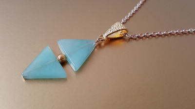 Aventurine Gemstone Pendant & Gold Necklace