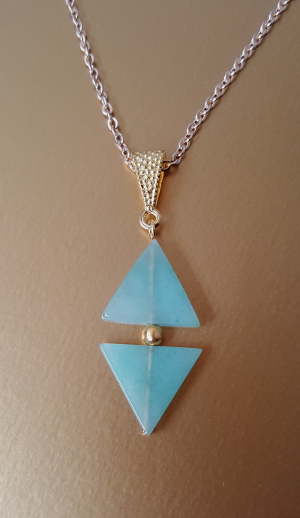 Aventurine Gemstone Pendant & Gold Necklace