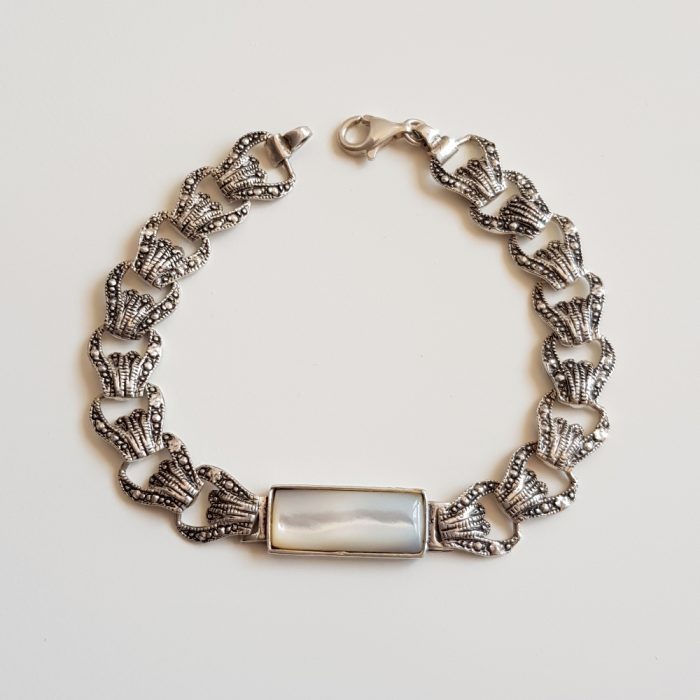 Sterling Silver 925 Heart Ribbon Link & Moonstone Bracelet - Image 3