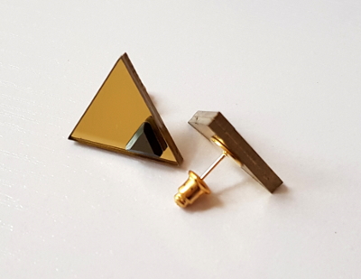 Art Deco Inspired Gold Acrylic & Swarovski Triangle Stud Earrings
