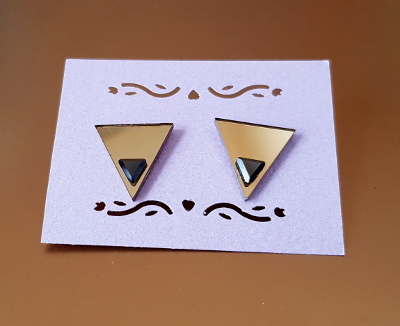 Art Deco Inspired Gold Acrylic & Swarovski Triangle Stud Earrings