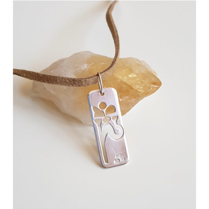 Silver 925 Art Nouveau Design Inspired, Tag Style Pendant With Suede Leather Cord - Image 3