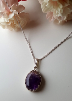 Amethyst Gemstone 925 Sterling Silver Rope Chain Necklace
