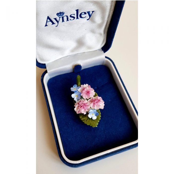Vintage Aynsley Fine China Bunch Of Flowers Brooch With Original Gift Box