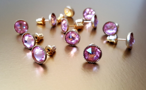 Light Rose Swarovski Crystal Gold Plate Stud Earrings