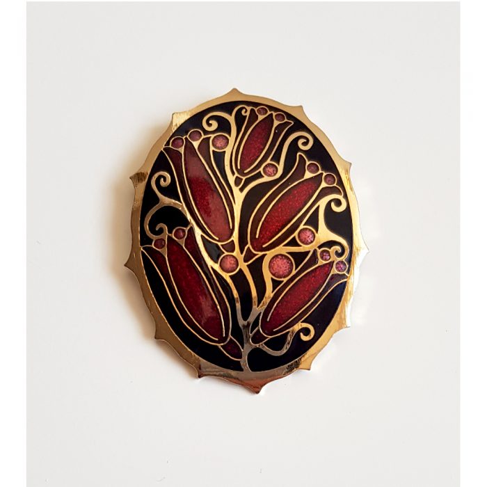 Vintage Cloisonné Enamel Bell Flower Brooch By Fish, Fine Enamels - Image 2