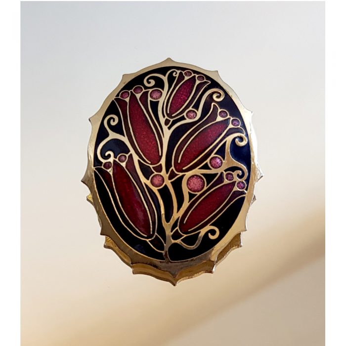 Vintage Cloisonné Enamel Bell Flower Brooch By Fish, Fine Enamels
