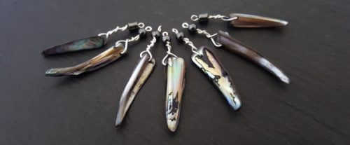Mother Of Pearl Spikey Shell Stick, Hematite Bead And Silver Pendant