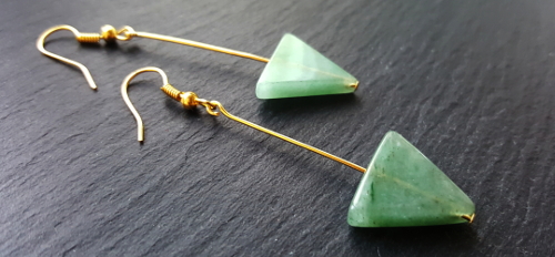 Aventurine Gemstone And Gold Drop Hook Earrings