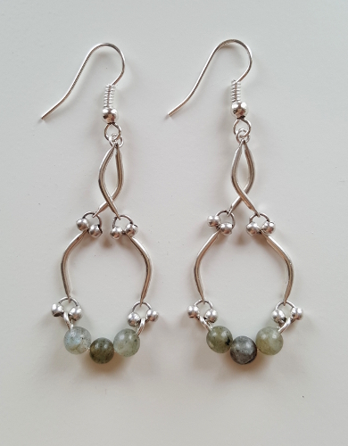 Labradorite Gemstones & Sterling Silver Drop Earrings