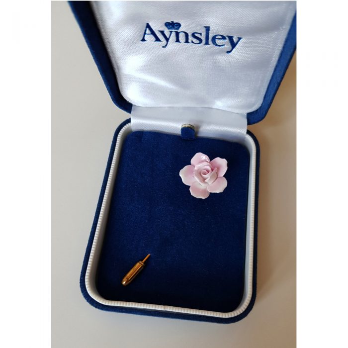 Vintage Aynsley Fine China Blush Pink Rose Pin With Original Gift Box