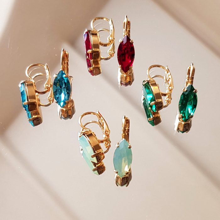 Navette Crystal Elements & Gold Plated Earrings - Choose Crystal - Image 2