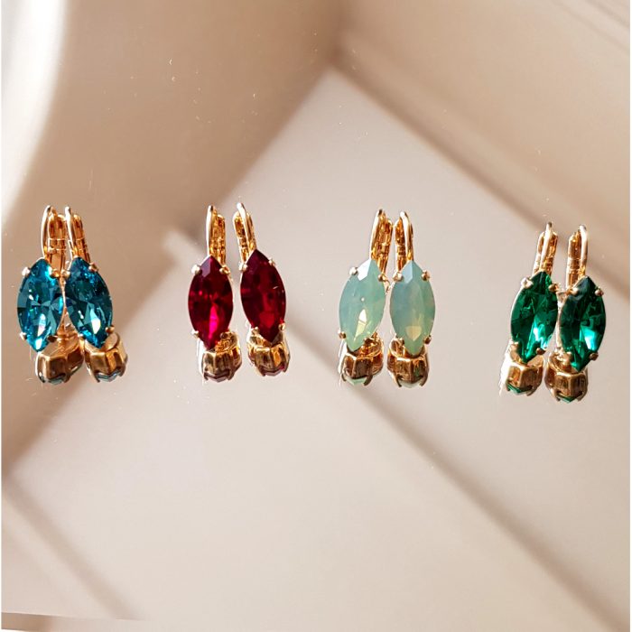 Navette Crystal Elements & Gold Plated Earrings - Choose Crystal