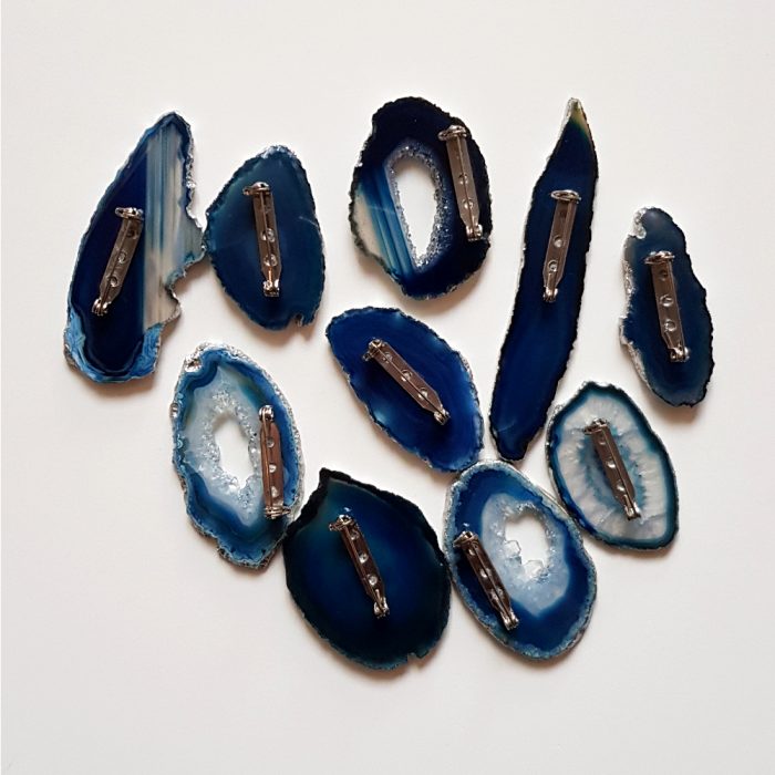 Beautiful Blue Agate Geode Crystal Brooches. - Image 3