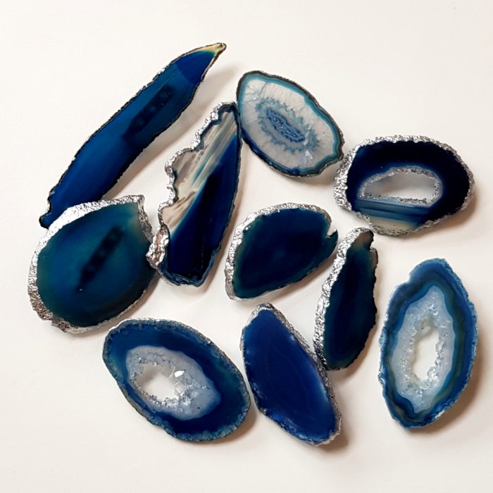 Beautiful Blue Agate Geode Crystal Brooches.