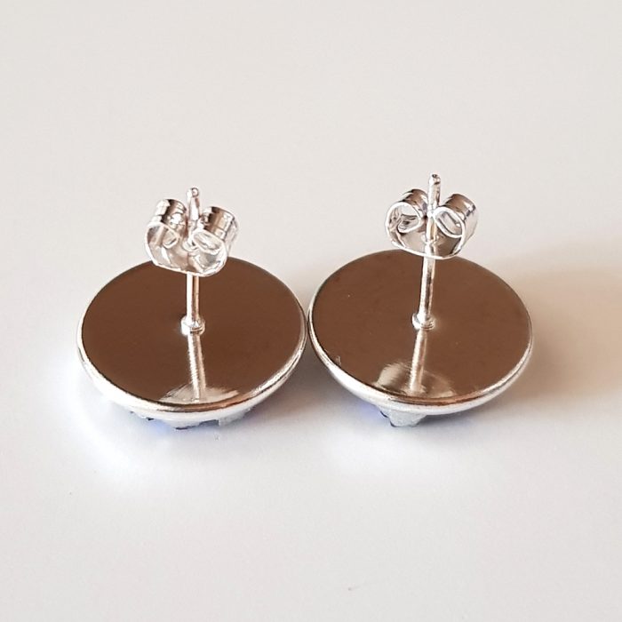 Druzy Crystal Cabochon Silver Stud Earrings - Image 2
