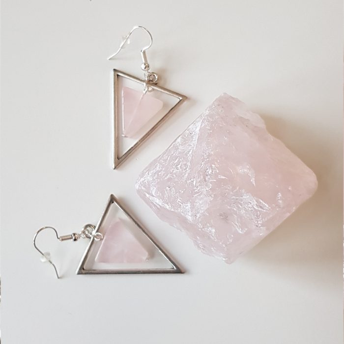 Semi Precious Triangle Gemstone & Silver Drop Earring's - Image 4