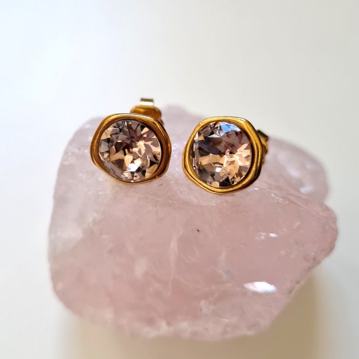 Light Rose Crystal Elements & Gold Stud Earrings - Image 4