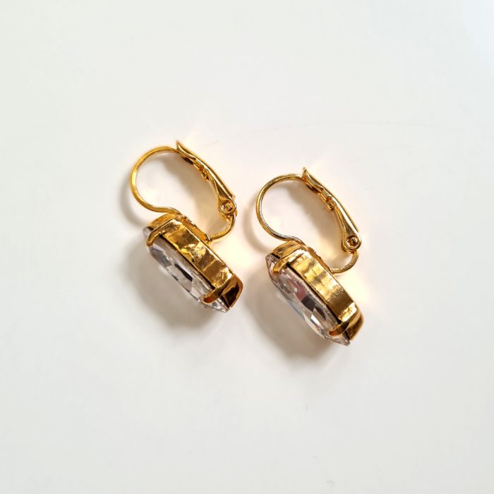 Crystal Oval Elements & Gold Lever Back Earrings - Image 3