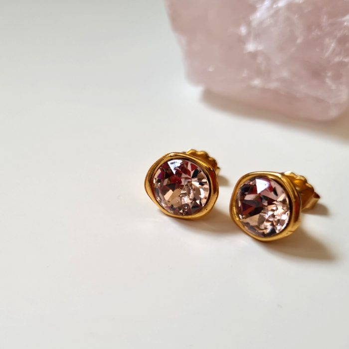 Light Rose Crystal Elements & Gold Stud Earrings