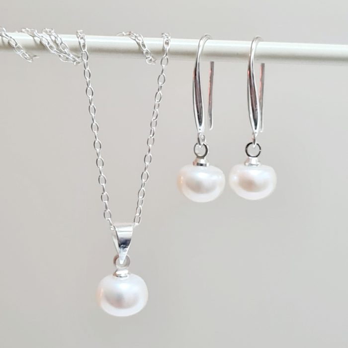 Ivory Freshwater Pearl & Sterling Silver Jewellery Set