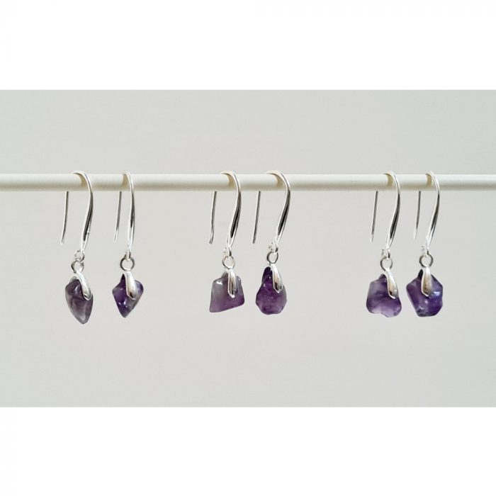 Tiny Amethyst Raw Crystals & Sterling Silver Earrings - Image 6