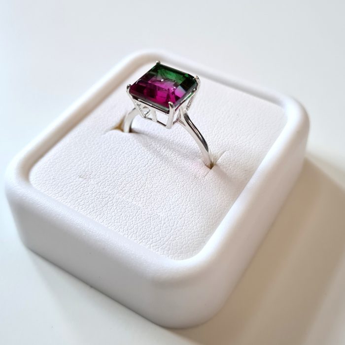 Fluorite Quartz Solitaire Ring