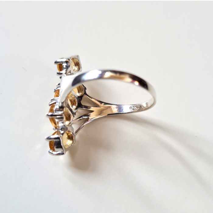 Citrine Five Gemstone Ring in Platinum Overlay 925 Sterling Silver - Image 3