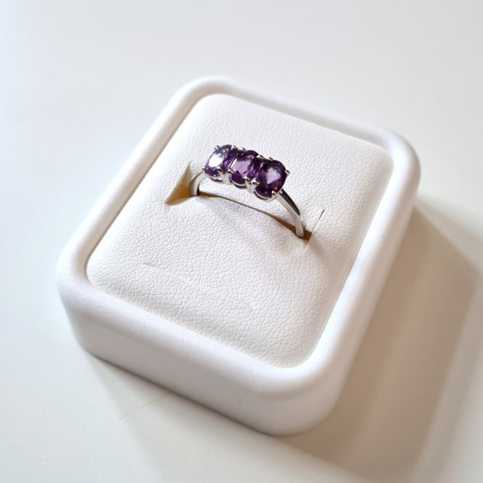 Amethyst Trilogy Ring in Platinum Overlay Sterling Silver - Image 4